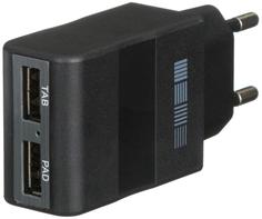 Сетевое зарядное устройство Сетевое зарядное устройство InterStep RT 2xUSB + кабель USB-C (черный)