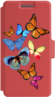 Чехол-книжка Чехол-книжка Gresso Бабочки дизайн 6 для смартфона 3.5-4.2 (красный)