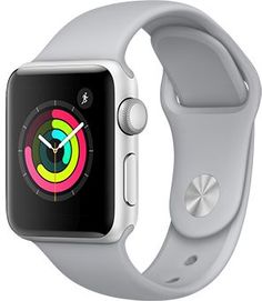 Умные часы Apple Watch Series 3, 38 мм, корпус из серебристого алюминия, спортивный ремешок дымчатого цвета