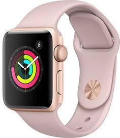 Умные часы Apple Watch Series 3, 38 мм, корпус из золотистого алюминия, спортивный ремешок цвета «розовый песок» (золотистый)
