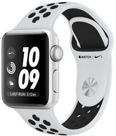 Умные часы Apple Watch Nike+ 38 мм, корпус из серебристого алюминия, спортивный ремешок Nike цвета чистая платина/черный