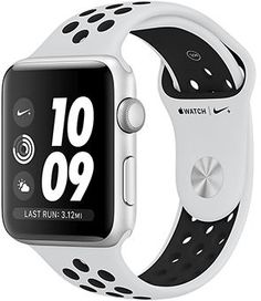 Умные часы Apple Watch Nike+, 42 мм, корпус из серебристого алюминия, спортивный ремешок Nike цвета чистая платина/черный