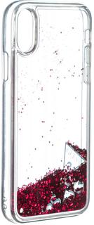 Клип-кейс Клип-кейс Guess Glitter для Apple iPhone X Raspberry (с рисунком)