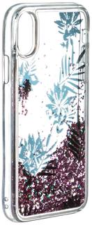Клип-кейс Клип-кейс Guess Glitter для Apple iPhone X Palm Spring Pink Rose (с рисунком)