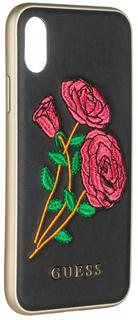 Клип-кейс Клип-кейс Guess Flower Desire для Apple iPhone X (черный, с рисунком)