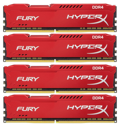 Модуль памяти Kingston HyperX Fury DDR4 DIMM 2133MHz PC4-17000 CL14 - 64Gb KIT (4x16Gb) HX421C14FRK4/64