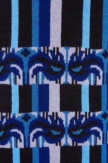 Синий хлопковый кардиган в полоску 7КА