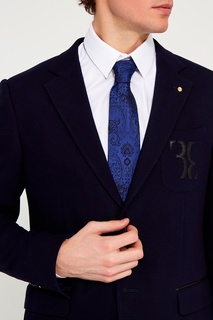Синий шелковый галстук с узором Billionaire