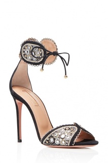 Замшевые босоножки с вышивкой Jaipur Sandal 105 Aquazzura