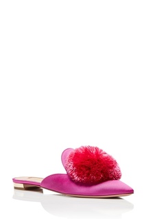 Розовые слиперы с помпоном Powder Puff Flat Aquazzura