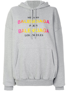 толстовка с капюшоном и разноцветным логотипом Balenciaga