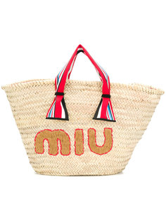 соломенная сумка-тоут Miu Miu