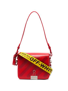 Red Diagonal Binder Clip Shoulder Bag Off-White