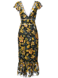 приталенное платье с цветочным принтом  Marchesa Notte