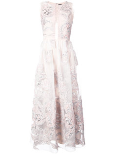 жаккардовое платье с цветочным принтом металлик  Marchesa Notte