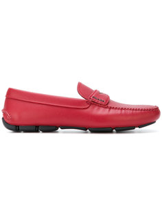 logo plaque driving loafers Prada