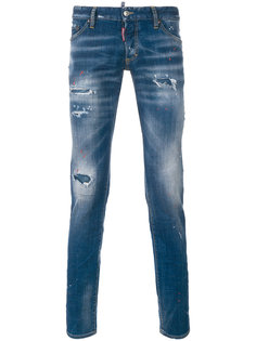 выбеленные джинсы с потертой отделкой Dsquared2