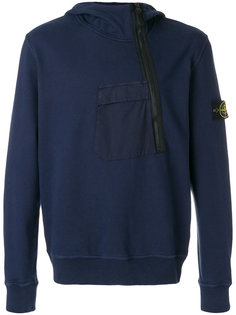 асимметричная толстовка на молнии с капюшоном Stone Island
