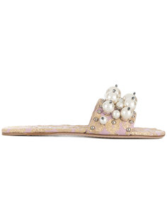 embellished jacquard slides Miu Miu