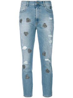 heart appliqué cropped jeans History Repeats