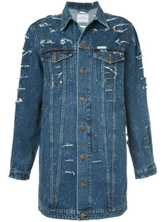 long distressed denim jacket  Forte Couture