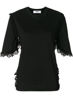 футболка с кружевной отделкой  MSGM