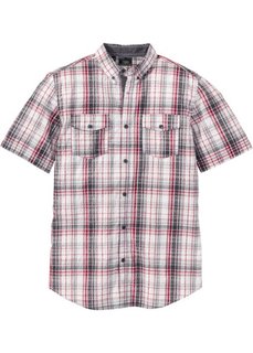Рубашка Regular Fit из клетчатого материала сирсакер (красный/серый/натуральный в клетку) Bonprix