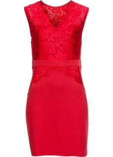 Платье из трикотажа с кружевом (красный) Bonprix