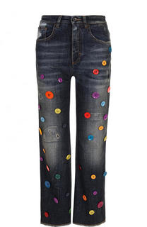 Укороченные расклешенные джинсы с контрастной отделкой Dolce &amp; Gabbana