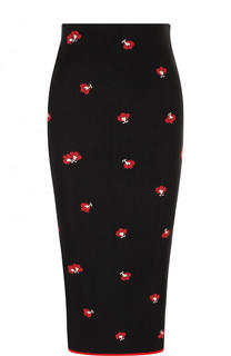 Вязаная юбка-карандаш с цветочным принтом Victoria Beckham