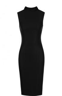 Однотонное платье-футляр с открытой спиной и воротником-стойкой Tom Ford