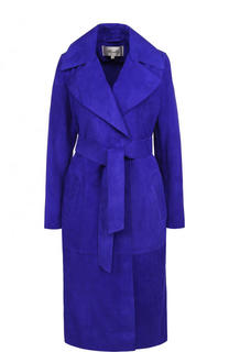 Однотонное замшевое пальто с широким поясом Diane Von Furstenberg
