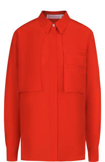 Шелковая блуза свободного кроя с накладными карманами Victoria Beckham