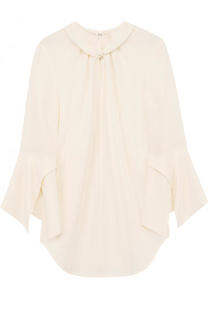 Приталенная шелковая блуза с укороченным рукавом Victoria Beckham