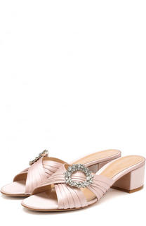 Атласные мюли Monroe с брошью Gianvito Rossi