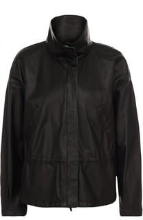 Однотонная кожаная куртка с воротником-стойкой Giorgio Armani