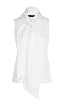 Однотонный шелковый топ с воротником аскот Alice + Olivia