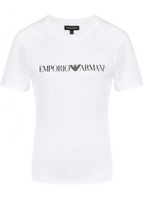 Хлопковая футболка с логотипом бренда Emporio Armani
