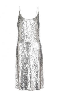 Приталенное платье-миди с пайетками Oscar de la Renta