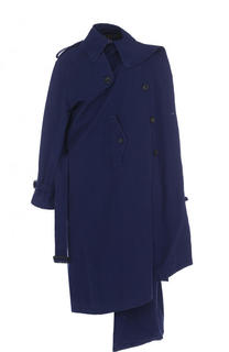 Хлопковое двубортное пальто с поясом Balenciaga