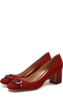 Замшевые туфли Valentino Garavani V Rivet на устойчивом каблуке Valentino