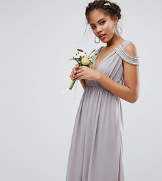 Платье миди с запахом спереди TFNC Tall WEDDING - Серый