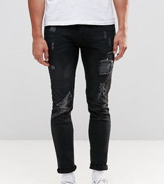 Зауженные потертые джинсы темного цвета индиго Brooklyn Supply Co Super - Синий