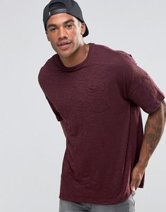 Бордовая oversize‑футболка с карманом River Island - Красный