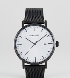 Часы с черным сетчатым ремешком и серебристым циферблатом Sekonda эксклюзивно для ASOS - Черный