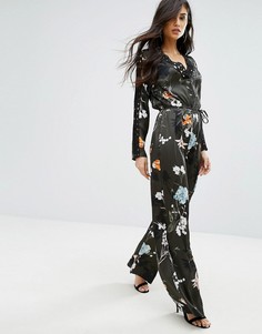 Комбинезон с глубоким вырезом и цветочным принтом River Island - Мульти