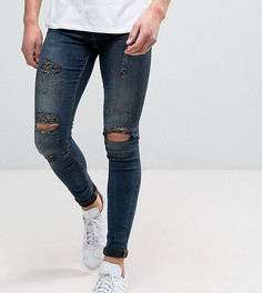 Обтягивающие джинсы с заплатками и прорехами Blend - Темно-синий