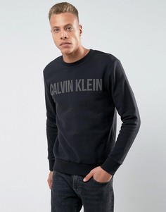 Черный свитшот с круглым вырезом и логотипом Calvin Klein Jeans - Черный