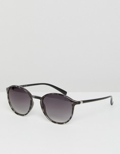 Круглые солнцезащитные очки в серой черепаховой оправе Esprit - Серый