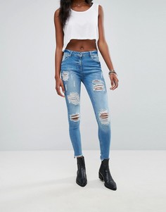 Джинсы скинни с рваной отделкой Parisian - Синий